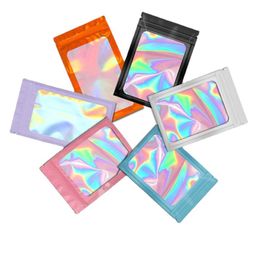 Thick Smell Proof Mylar Bags Holographic Laser Colour Plastic Packaging Pouch Jewellery Nail storage Display bag Retail Dustproof Storage Pouch Gift Zip Lock Bag