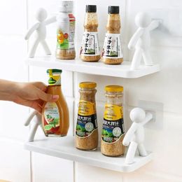 Kitchen Storage Wall Mounted Bathroom Shelves Punch-free Supplies Shelf Rack Spice Jar Organiser