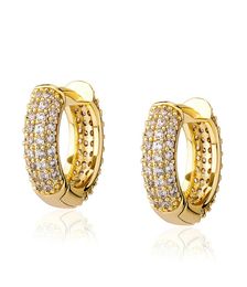 Yellow White Gold Plated Full Bling CZ Hoops Earrings for Girls Women for Wedding Party Nice Gift5062680