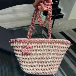designer leather handbag chenel Beach Bag Premium Grass Weaving Pink Tote Bag Big Tongtong Vegetable Basket Womens Bag