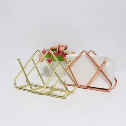 Kitchen Storage Countertop Napkin Holder Iron Paper Towel Stainless Steel Triangle With Capacity For Office Bar
