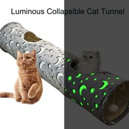 Toys Moon Star Pet Cat Toys Durable Plush Ball SelfLuminous Collapsible Cat Tunnel For Small Animals Rabbits Kittens Puppy