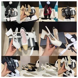 Top Luxury Chan C Designer Dress Shoes slingback heels sandal Ballet Flats espadrilles ballerinas sandals party wedding women chunky high heels