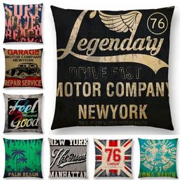 Pillow Retro Punk HipHop Culture Street Art Tropical Beach Coconut Surfing Old Car Wings Good Cover Sofa Case