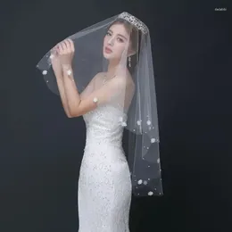 Bridal Veils Wedding Dress Veil Korean Style Handmade Sticky Bead Flower 1.5m Simple Soft