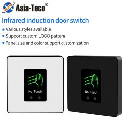 Control Aluminum Infrared Sensor Exit Switch Push Button No Touch Contactless Door Release Opener 12V with LED Time Delay for Smart Home