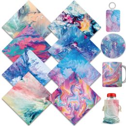 Paper WOWOCUT 8 PCS Infusible Transfer Ink Sheets 12"X12" Watercolor Splash Heat Press Transfer Sublimation Paper for Cricut Tshirts