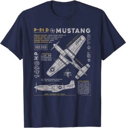 Shirts P51 Mustang | North American Aviation Vintage Fighter Plane Men TShirt Short Casual 100% Cotton Shirts