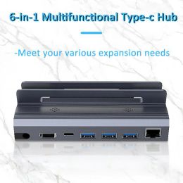 Hubs 6in1/8in1 Docking Station Gigabit Network Port USB3.0 Gaming Machine Bracket Alloy 60Hz TypeC for Steam Deck Game Console