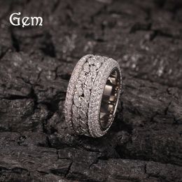 Hip Hop Micro Set Zircon Rotatable Cuban with True Gold Electroplated Fashionable Personality Trendy Ring