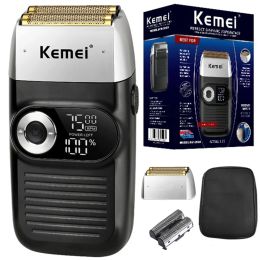 Shavers Kemei 2026/2027 Electric Shaver Rechargeable Beard Trimmer Shaving Machine for Men Twin Mesh Washable Reciprocating Razor