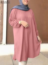 Clothing ZANZEA Women Fashion Solid Loose Blouse Spring Elegant Muslim Long Tops Casual Islamic Clothing Long Sleeve Marocain Abaya Shirt