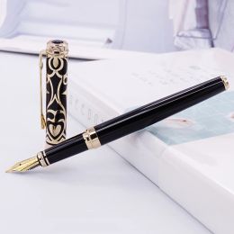 Pens Duke Metal Black Fountain Pen Sapphire Ruby Golden / Silver Clip Ink Pen Medium Nib 0.6mm Heartshaped Business Office Gift Pen