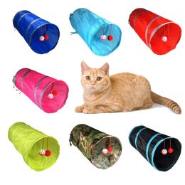 Toys Cat Tunnel Toy Funny Pet 2 Holes Play Tubes Balls Collapsible Crinkle Kitten Toys Puppy Rabbit Playing Tunnel Tubes