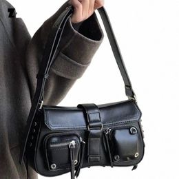 korean Black Shoulder Bags Gothic Style Luxury Designer Y2K Small Square Handbag For Hot Girl Rock Punk Hiphop Lipstick Purse a623#