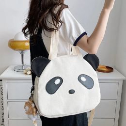 Bags Canvas Teenage Girl Shoulder Bags Elegant Kawaii Designer Panda Shaped Chic Soft Ladies Shopper Bag Portable Women Crossbody Bag