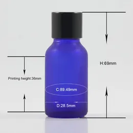 Storage Bottles 0.5 Ounce Refillable Oil Glass Bottle 15ml Blue Frosted Essential Inner Stopper