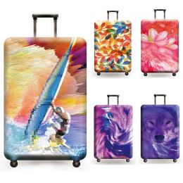 Accessories World Map / Animal Print Thick Luggage Cover Travel Accessories Elastic Suitcase Cover Travel Trolley Case Protective Covers