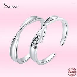 Cluster Rings Bamoer Romantic Mobius Couple Ring 925 Sterling Silver Love 2024 Valentine's Day Present For Boyfriend & Girlfriend