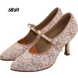 Dance Shoes Sneakers TOP Ballroom Latin Women BD 137 Modern Shoe High Quality Performance Lace Satin Genuine Leather