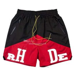 Designer de shorts de natação masculina Rhude Designer Shorts masculino Shorts Beach Street Sortpants Basquete Swim Swim Hip-Hop Treinando calça curta para homens Mulheres de carga