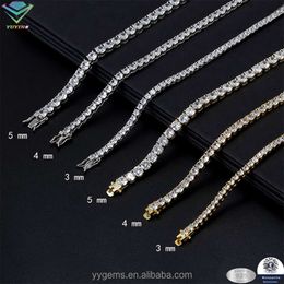 VVS por atacado Diamante Tennis Chain Hip Hop Gra d Missanite Colar Bracelet Jóias finas 925 Cadeia de prata para homens Mulheres