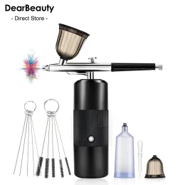 Machine Mini Airbrush Kit With Compressor MultiFunction Art Painting Nano Spray Gun Nail Airbrush Cake Decorating Makeup Tattoo Sprayer