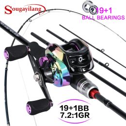 Accessories Sougayilang Lure Fishing Rod Combo Carbon Fiber Rod 19+1BB 7.2:1 High Speed Metal Fishing Reel for Lake and Sea Fishing Tackle