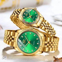 Wristwatches CHENXI 004A Couple Quartz Watch Gold Fashion Luxury Stainless Steel Clock Casual Waterproof Men Women Blue Wrist Watches