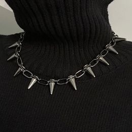 Korean Fashion Punk Gothic Harajuku Handmade Womens Necklace for Spike Rivet Female Chain Necklaces Exaggeration Rock Chokers 240422