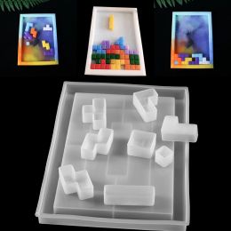 &equipments Clear Tetris Silicone Mold For Crystal Epoxy Mold Resin Home Decoration Kids Game Play Molds Home Decoration DIY Jewelry Making