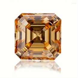 Loose Diamonds Jewellery Stone Champagne Square Asscher Moissanite 6x6mm 1ct GRA Certified Making Accessories