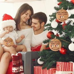 Christmas Decorations Merry Mommy And Daddy Ornament Family Hanging Tree Wooden Board See You In 2024