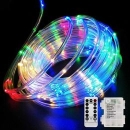 Year Garland LED Tube Rope Fairy Lights Waterproof Garland Battery Operated 150 LEDs For Indoor Outdoor Christmas Decoration 240409