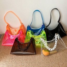 fi Ladies Jelly Bags PVC Clear Bag Underarm Bags Casual Women Summer Handbags Purse c7OD#