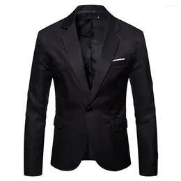 Men's Suits Men Blazer Solid Color Single Button Handsome Classic Slim Fit Office Formal Pockets Lapel Suit Coat Business