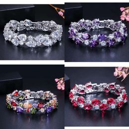 Best Woman Quality Colourful Full Bracelet Micro Cubic Zirconia Plating Fashion Copper Set Diamond 19cm