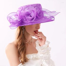 Wide Brim Hats 1Pc Spring And Summer Gauze Hat Top Female Flower Net Sun Beach European American