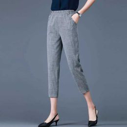 Women's Pants Capris Korean Casual Capris For Women Small Stature Thin Summer High Waisted Straight Tube Loose Fitting And Slimming Over Harun Pant Y240422