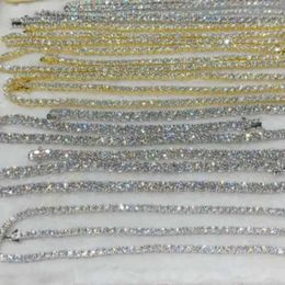 Factory Whole Iced Out 925 Vvs Moissanite Diamond Tennis Chain Bracelet Necklace 3mm 4mm 5mm 6mm 8mm Custom 10k 14k Gold320W