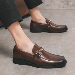 Casual Shoes Men Leather Loafers Office Dress For Driving Brogue Slip On Party Fashion Man Oxford