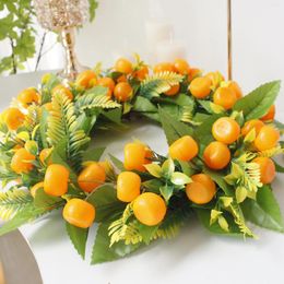 Decorative Flowers Fake Wreath Mural With Simulation Thanksgiving Leaf Garland For Home Wall Rattan Window Front Multicolor Halloween