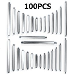 100pcslot Steel Straight Barbell Ring Earring Studs Tongue Bar Piercing Replacement 14G 16G Accessories Rod Only No Ends 240409