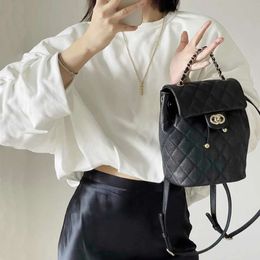 designer leather handbag chenel Leather Womens Bag Ball Pattern Backpack High Grade Chain Backpack Net Red Bookbag