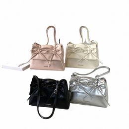 women Bowknot Pu Shoulder Bag Casual Handbag With Adjustable Shoulder Strap Trendy Bag Fi Shop Bag for Daily Office Use k1Ge#