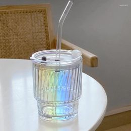 Wine Glasses Reusable Drinking Water With Straw Creative Letter Glass Cup Coffee Mug Juice Milk Soda