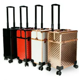 Carry-Ons Rolling Makeup Train Case Hairdressing Trolley Stylist Beauty Salon Cosmetic Case Luggage Travel Rolling Organizer Tool Box