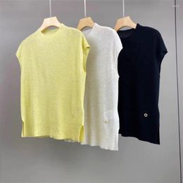 Women's Tanks 2024 L P Summer Pullover Tops Round Neck Wool Knit Vest Female Clothing