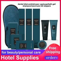 Heads Free Shipping Hotel Supplies Wholesale Toothbrush Toothpaste Dental Kit Vanity Slipper Shmpoo Shower Gel Razor Comb