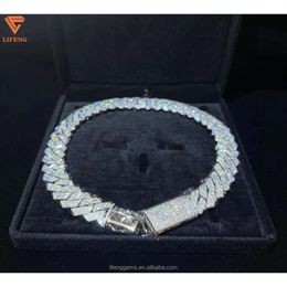 18 Mm 3 Rows Pass Diamond Tester Vvs Moissanite Miami Necklace 925 Silver Moissanite Cuban Link Chain